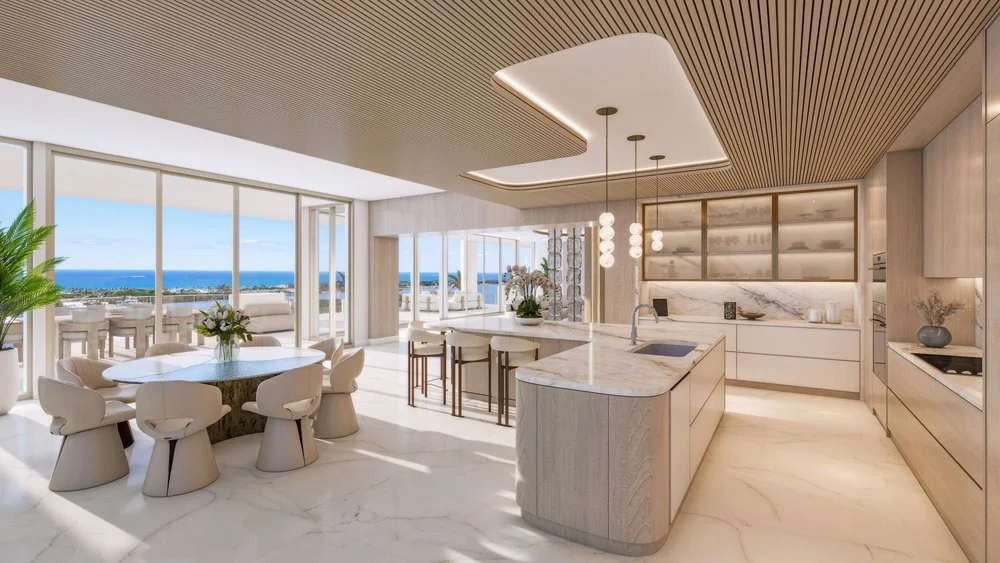 Kitchen of penthouse at Maison d'Or in West Palm Beach, FL, on sale for $39,700,000