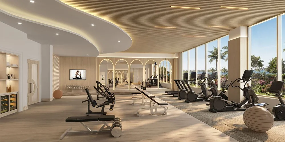 Waterfront gym at Maison d'Or in West Palm Beach, FL, on sale for $39,700,000