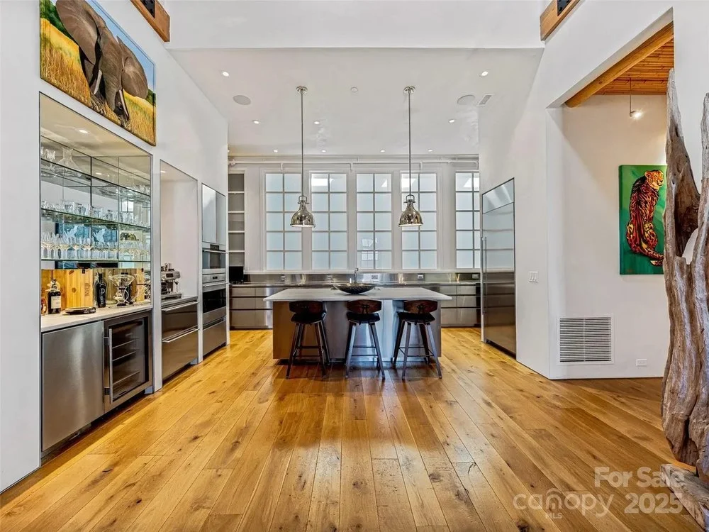 Kitchen and bar in a HGTV Downtown Asheville luxury condo