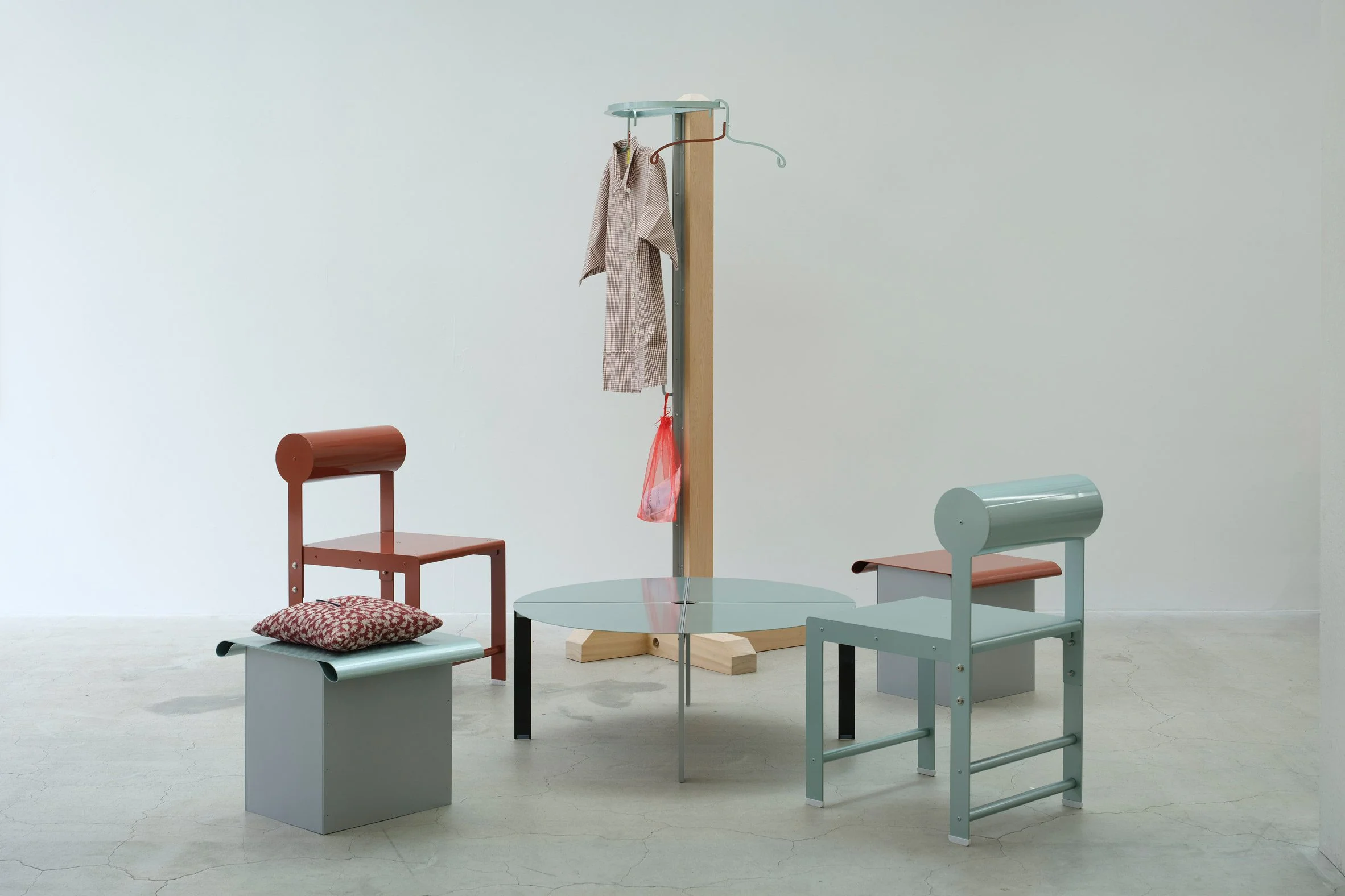 Metal furniture in paste colours